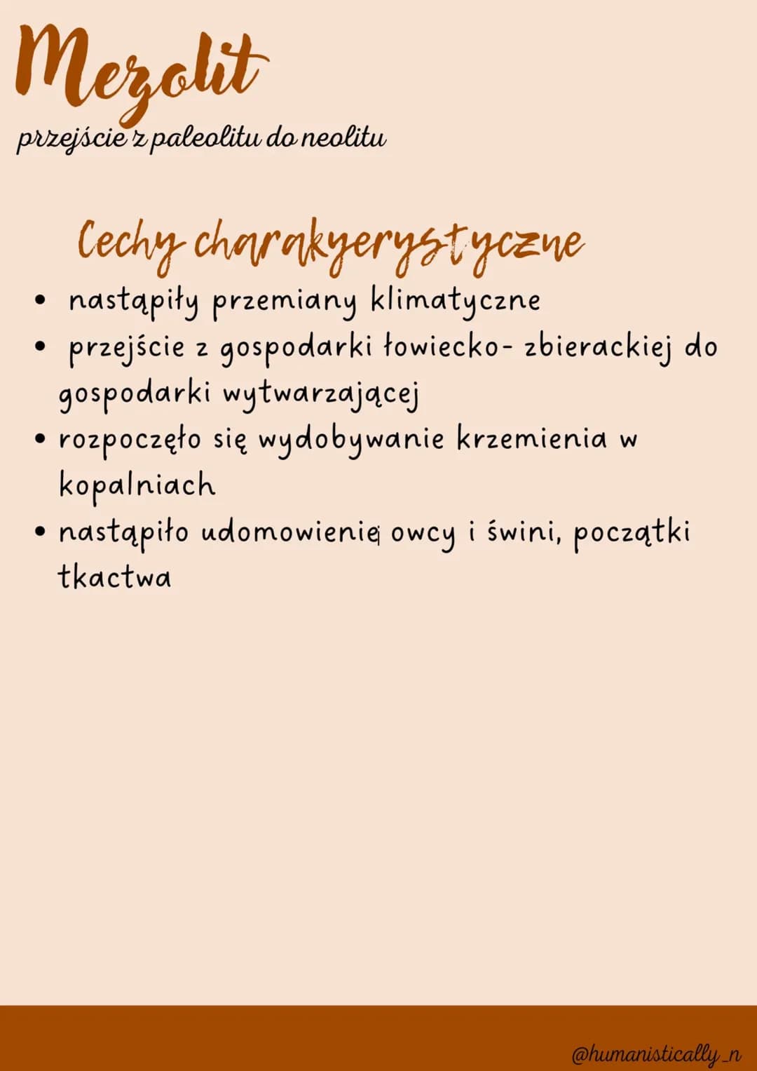 # Paleolit
## Epoka kamienia łupanego - pierwszy etap rozwoju człowieka
### Cechy charakyerystyczne
- nastąpiła rewolucja gatunku ludzkiego