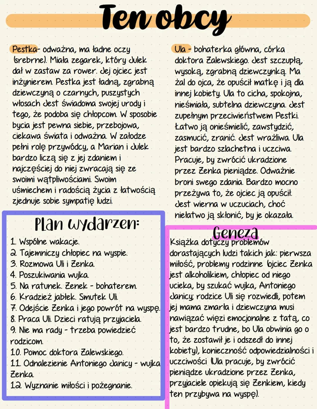 # Ten obcy
## Autor: Irena Jurgielewiczowa
## Gatunek: Powieść młodzieżowa
## Akcja:
Czas: Akcja rozpoczyna się 11 lipca w dżdżysty, chł