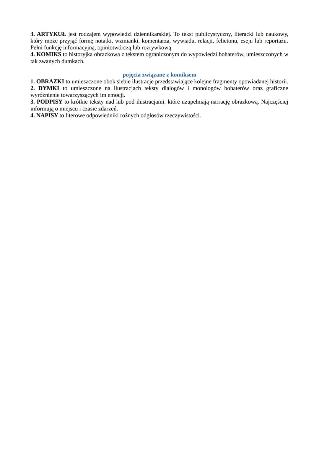 # rodzaje i gatunki literackie
najważniejsze pojęcia
1. **RODZAJ LITERACKI** to zespół cech, które pozwalają zaklasyfikować utwór literacki,