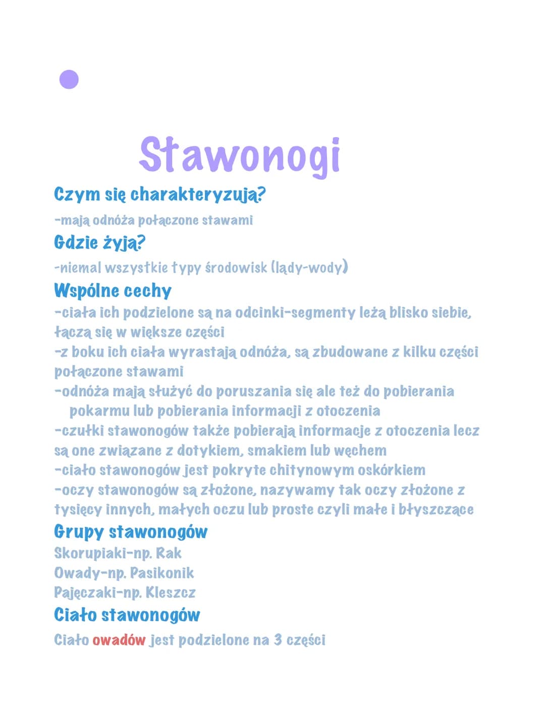 # Stawonogi
## Czym się charakteryzują?
- mają odnóża połączone stawami
## Gdzie żyją?
- niemal wszystkie typy środowisk (lądy-wody)
## W