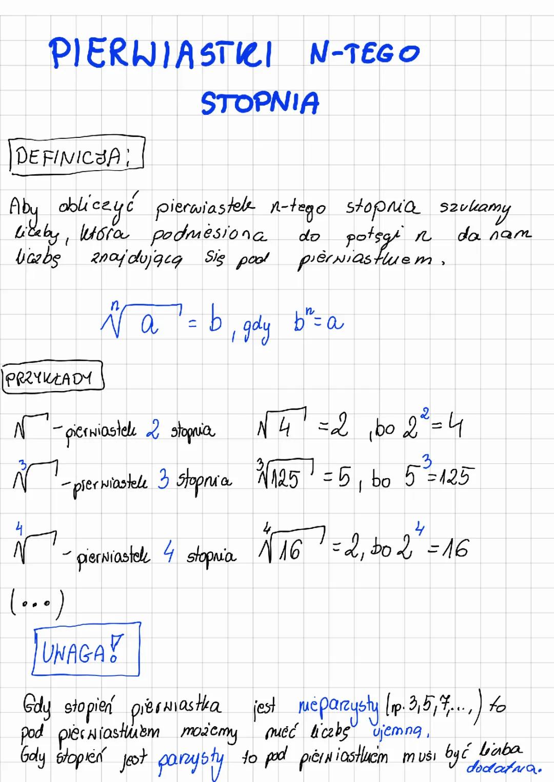 pierwiastki n-tego stopnia