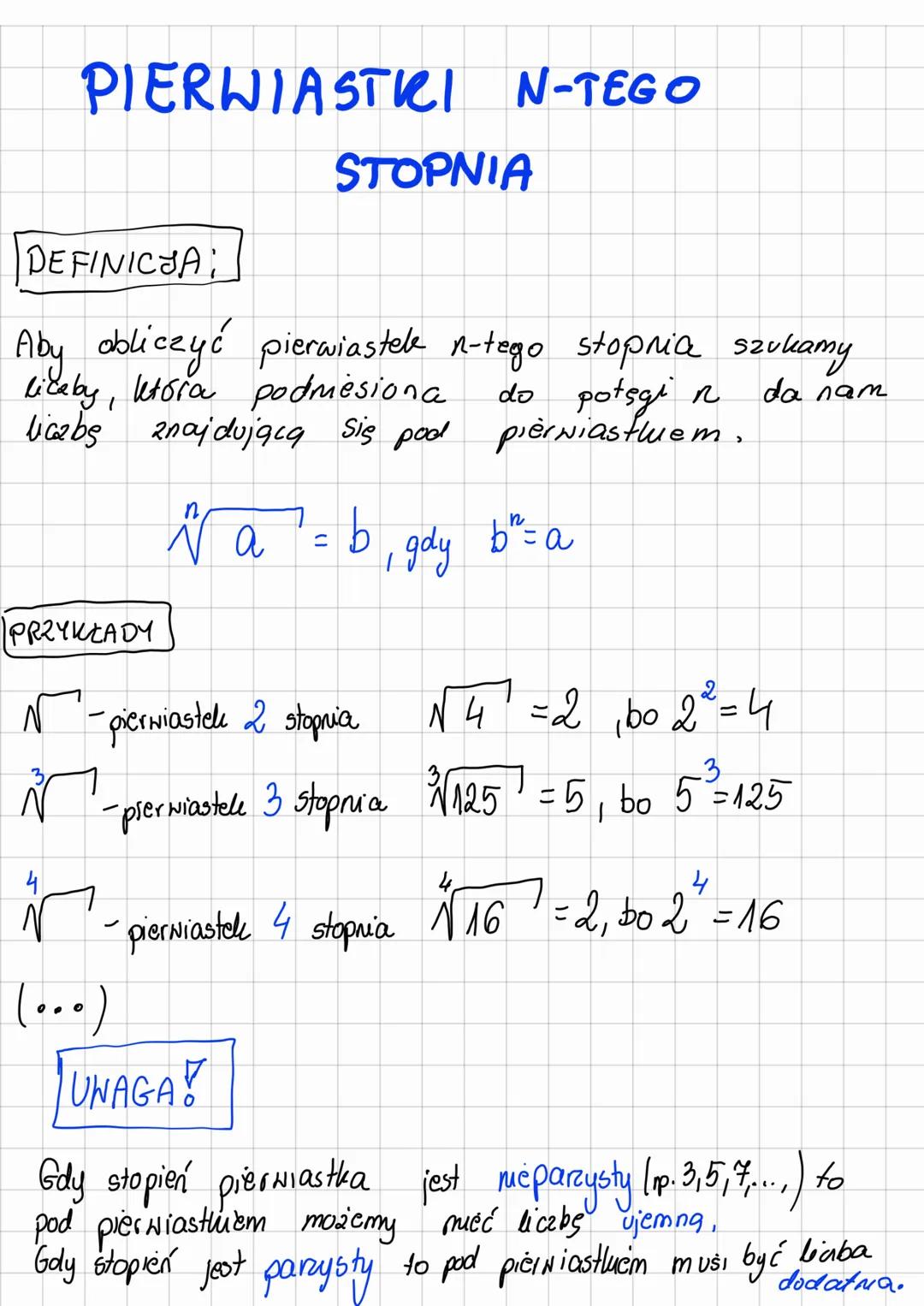 PIERWIASTRI N-TEGO
STOPNIA
DEFINICJA
Aby obliczyć
liceby, która podmesiona
liczbę znajdująca się pod
4
in
(...)
pierwiastek n-tego stopnia s