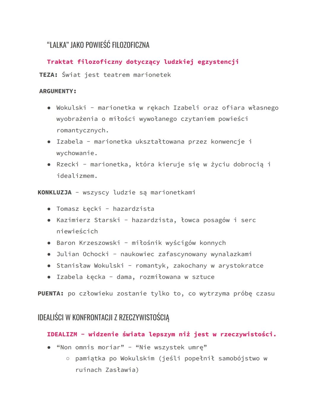 Bolesław Prus
LALKA
JAKO POWIEŚĆ NIEZWYKŁA W SWEJ STRUKTURZE.
ZNACZENIE TYTUŁU "LALKA"
1) Dziecięca zabawka
a) Lalka baronowej Krzeszowskiej