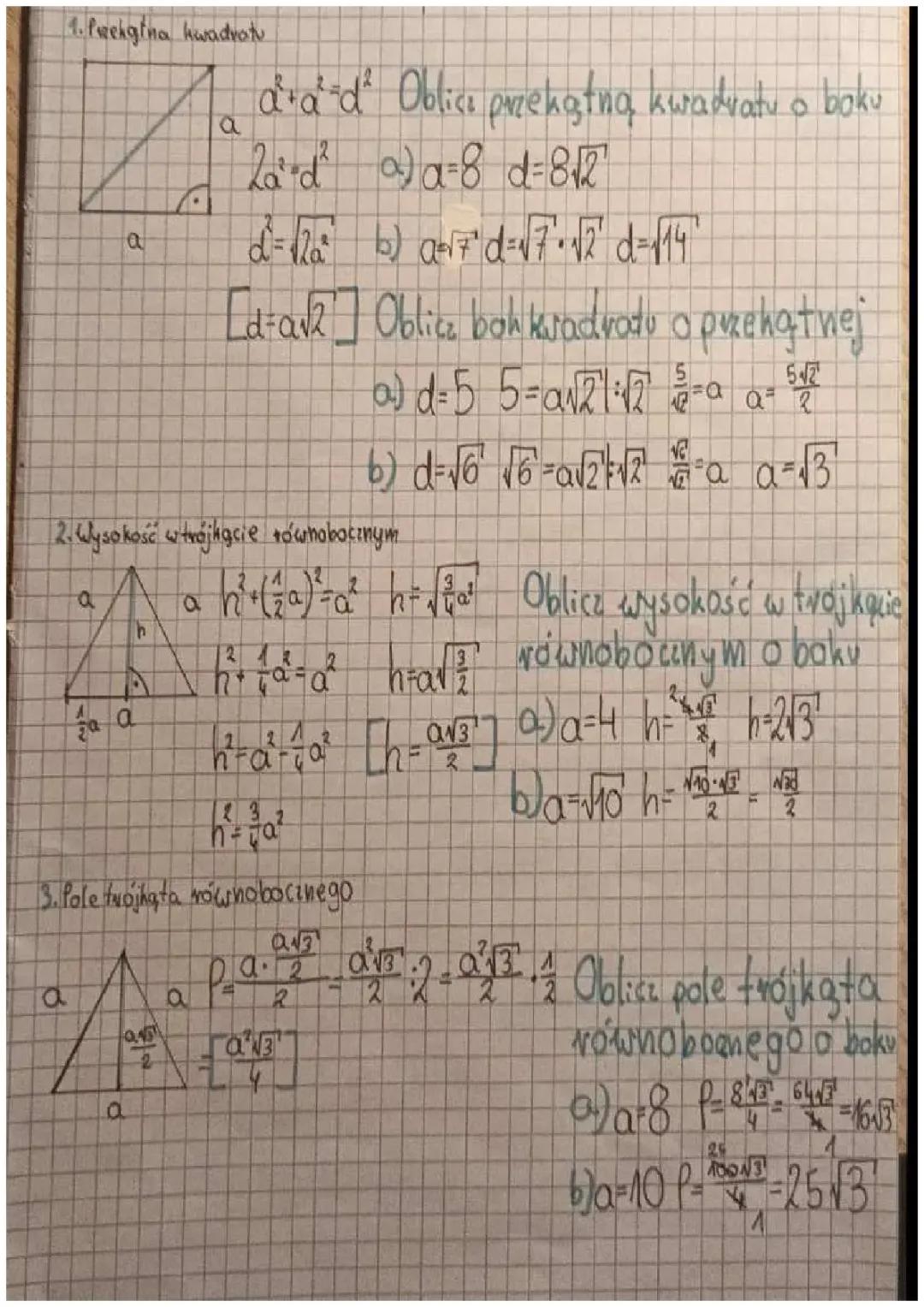 Twierdzenie pitagorasa itd