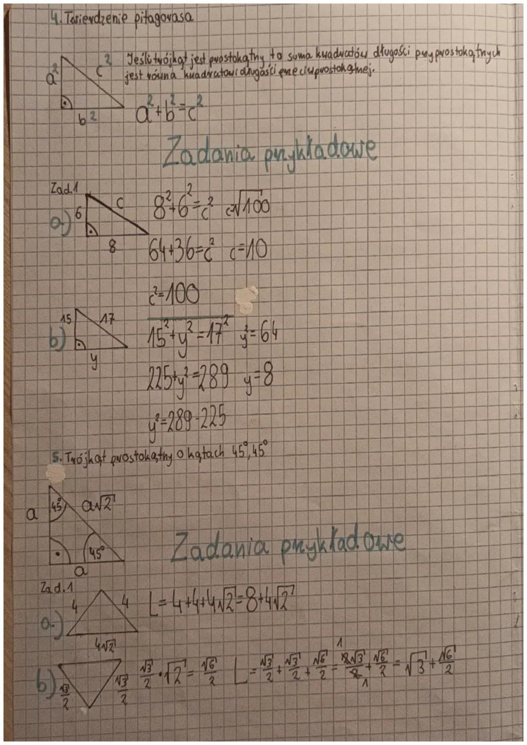 1. Przekątna kwadratu
4
2. Wysokość w trójkącie równobocznym
8
h
A
O
d'a"d² Oblicz przekątną kwadratu o boku
2a-d² ) α-8 d= 8√2
d = √2a²² b)