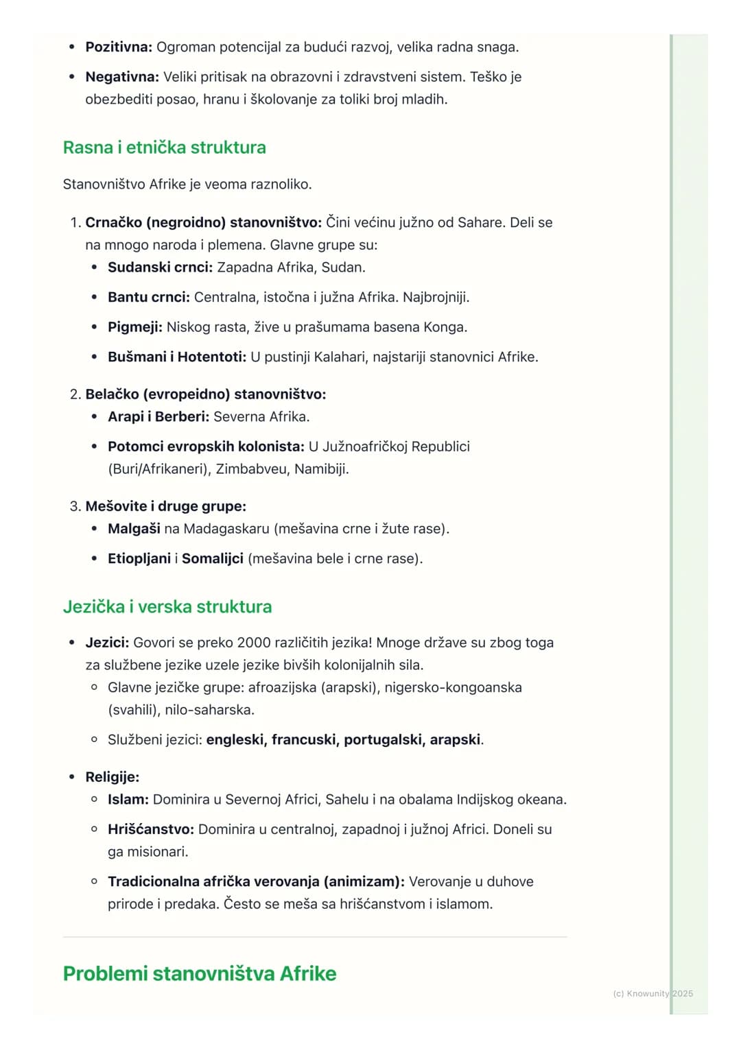# Stanovništvo Afrike (broj,
raspored, gustina, kretanje,
struktura)
Stanovništvo Afrike
Afrika je kontinent sa veoma brzim rastom broja