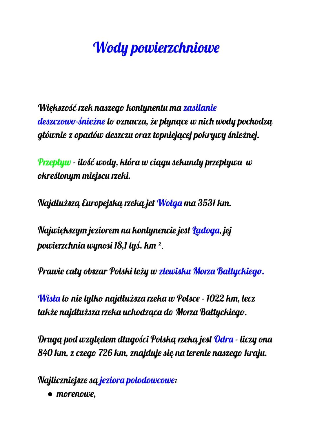Wody powierzchniowe - Geografia.