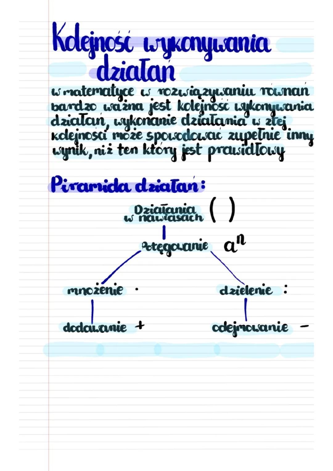 kolejność wykonywania działań