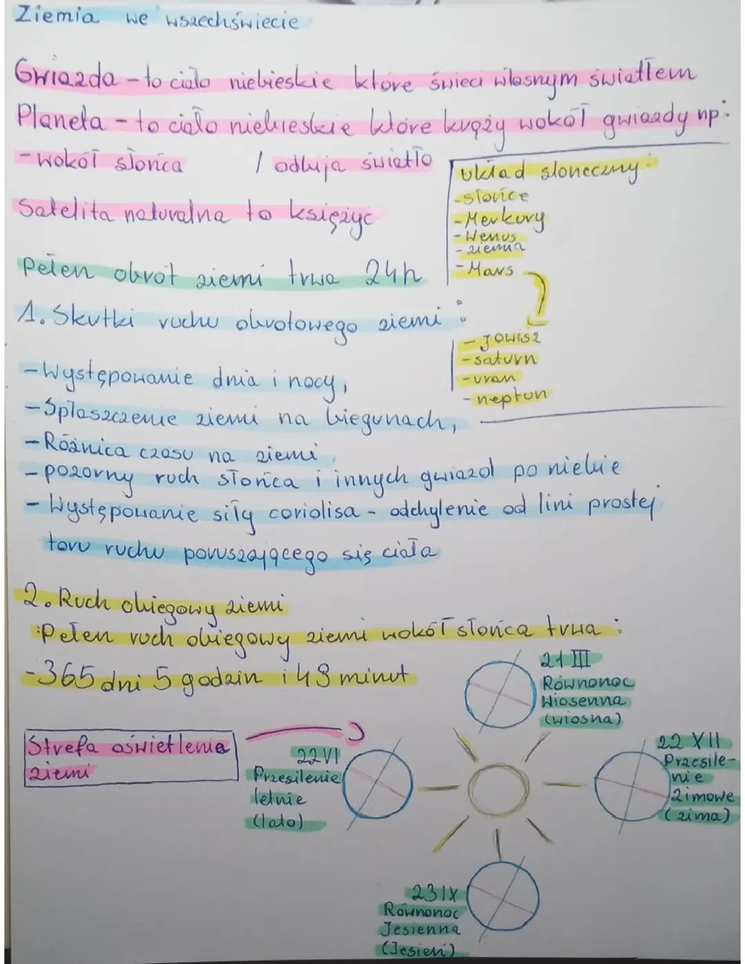 Geografia dział II ruchy ziemi