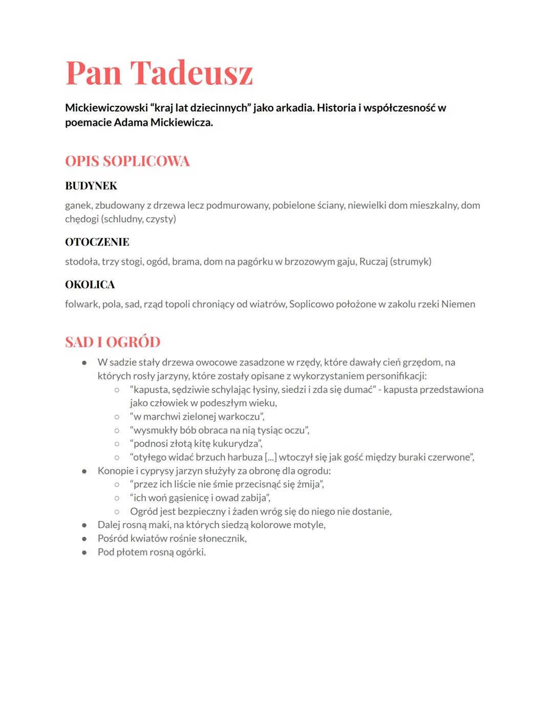 Pan Tadeusz
Mickiewiczowski "kraj lat dziecinnych" jako arkadia. Historia i współczesność w
poemacie Adama Mickiewicza.
OPIS SOPLICOWA
BUDYN