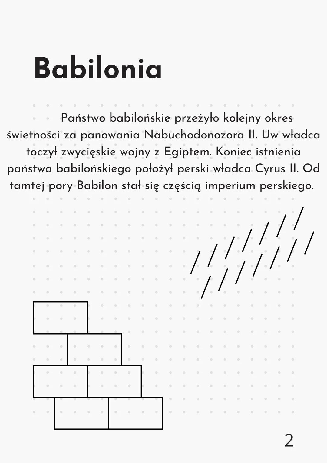 # Babilonia
W pierwszej połowie II tysiąclecia p.n.e. w
Mezopotami uformowały się dwa państwa:
- państwo babilońskie
- państwo asyryjskie