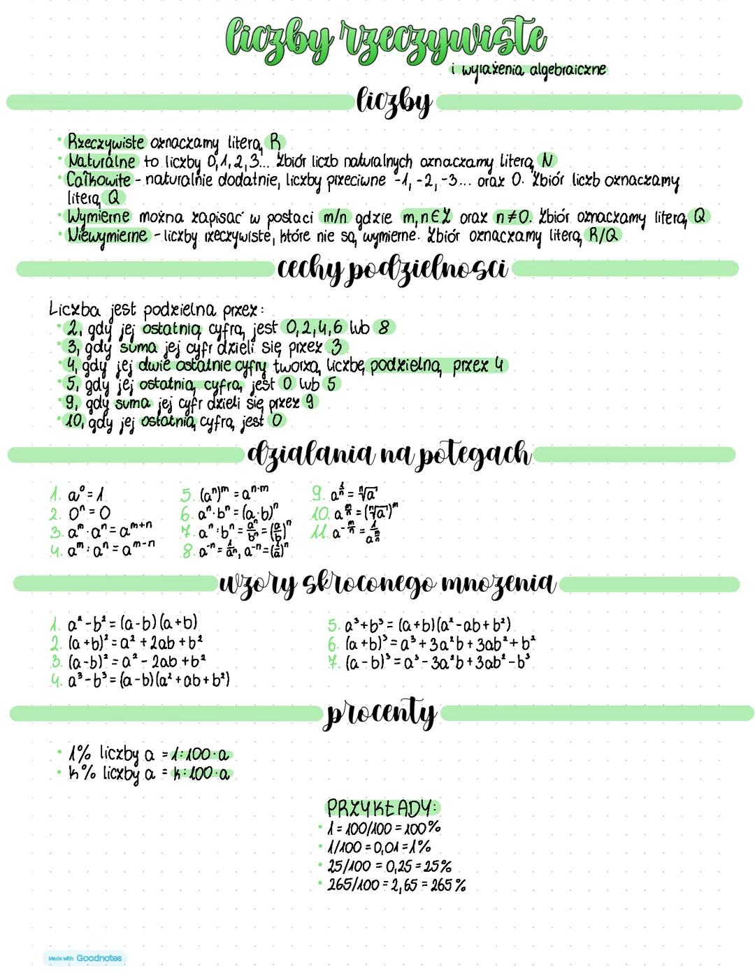 Liczby rzeczywiste i wyrażenia algebraiczne