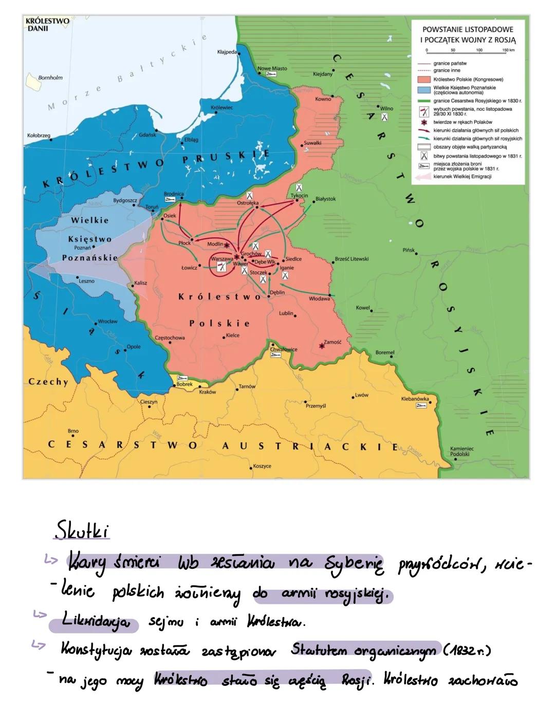# Ponstanie listopadore 1830-1831
## Pryczyny:
- Nienariść żoniemy do Hodra Hielkiego Księcia Konstantega.
- Can Mikołaj I Tamat koustytuc