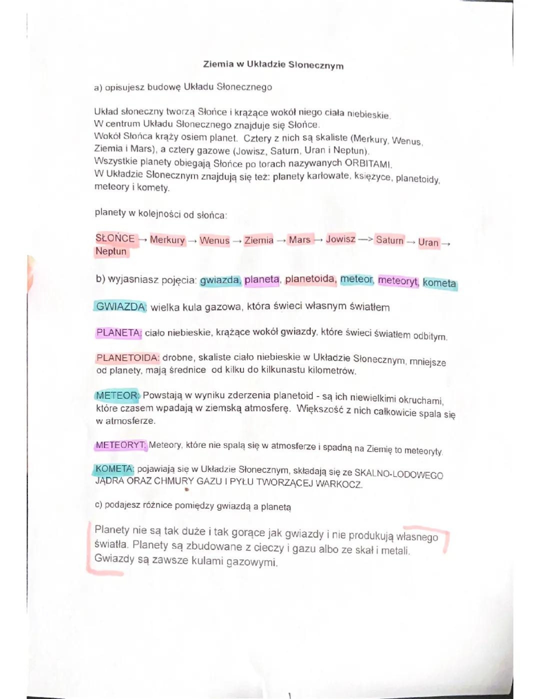 Ziemia w układzie słonecznym