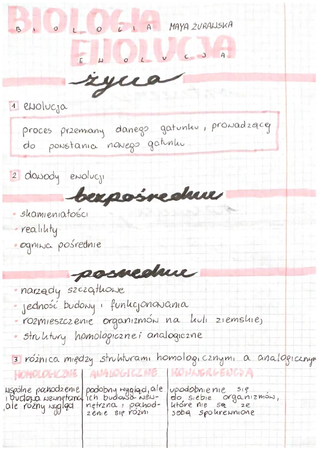 # BIOLOGIA HAYA ŽURALJSKA
# EVOLUCJA
## życua
1 ewolucja
proces przemiany danego gatunku, prowadzący
do powstania nowego gatunku
2 dowo