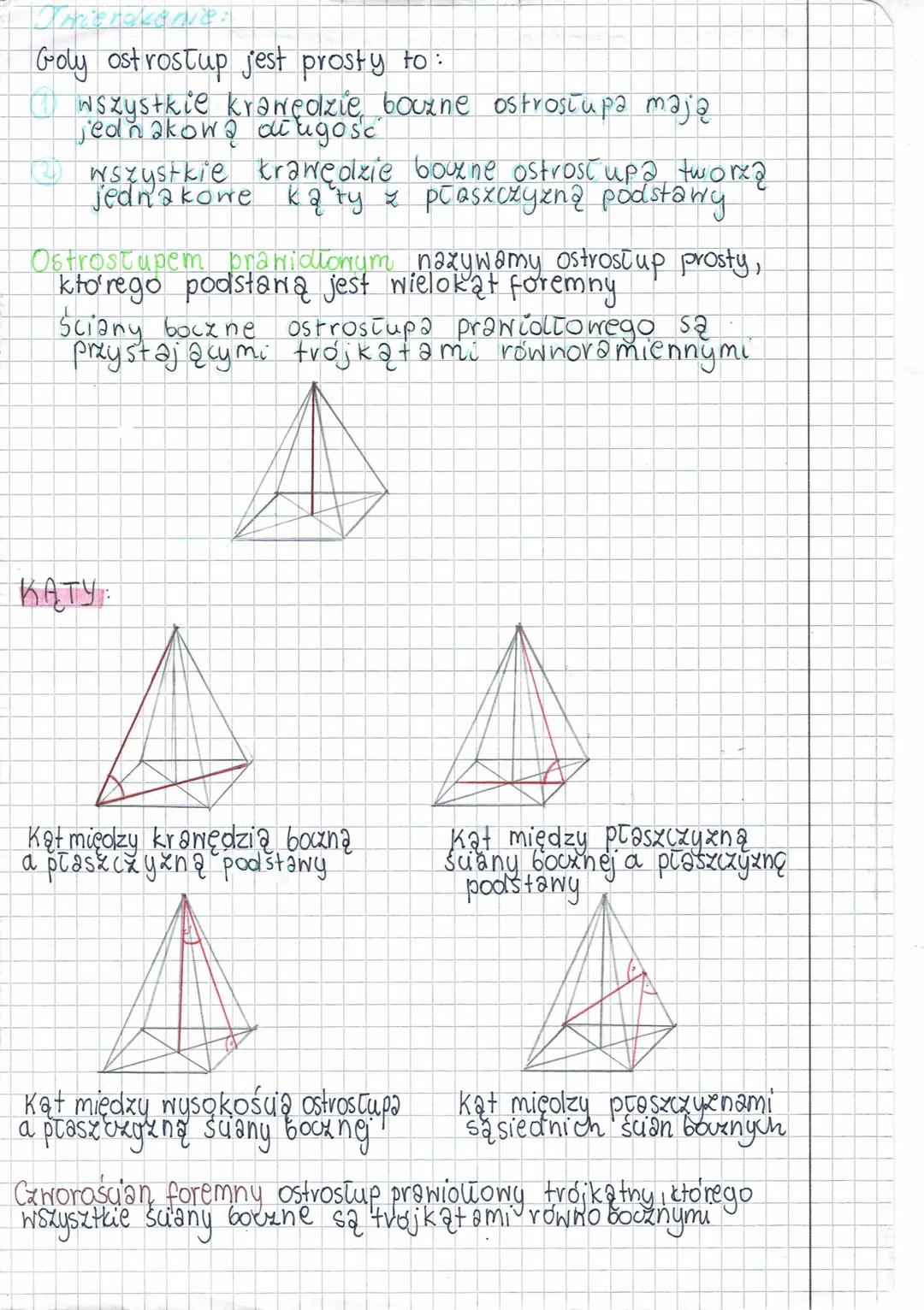 # Geometria prestrenna
THIERDZENIE O TRZECH PROSTYCH PROSTOPADŁYCH
P
T
m
k
GRANIASTOSŁUPY
Prosta k przebija płaszczyznę
w punkcie P