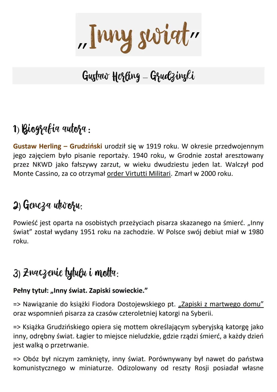 "Inny świat", Gustaw Herling - Grudziński