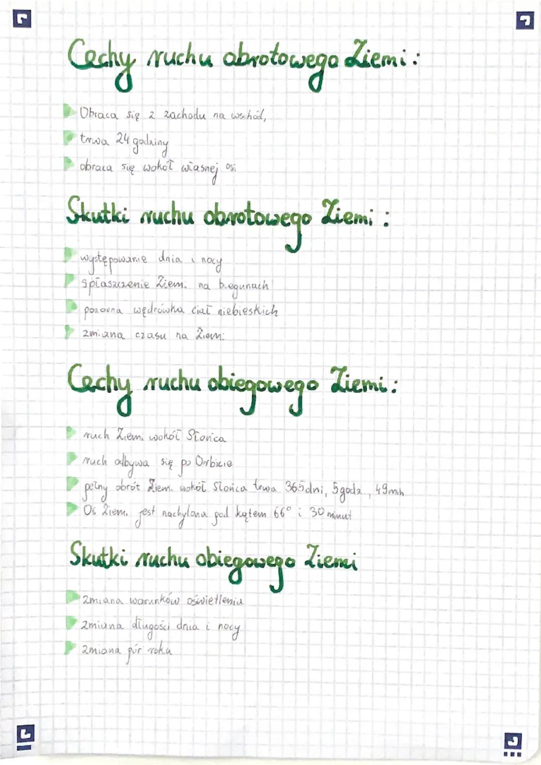 L
DI
Cechy ruchu obrotowego Ziemi :
Obraca się 2 zachodu na wschool,
trwa 24 galaing
obraca się
wokoł
własnej o
Skutki ruchu obrotowego Ziem