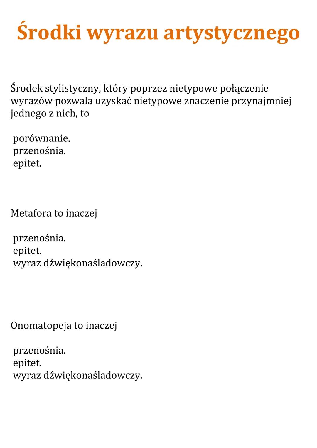 Środki wyrazu artystycznego Test