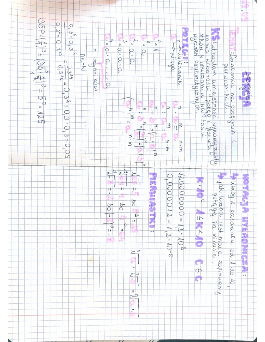 Potęgi pierwiastki notacja wykładnicza