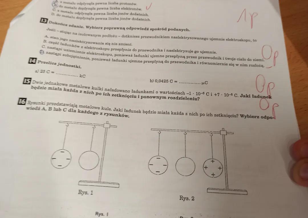 Test fizyka " Elektrostatyka"