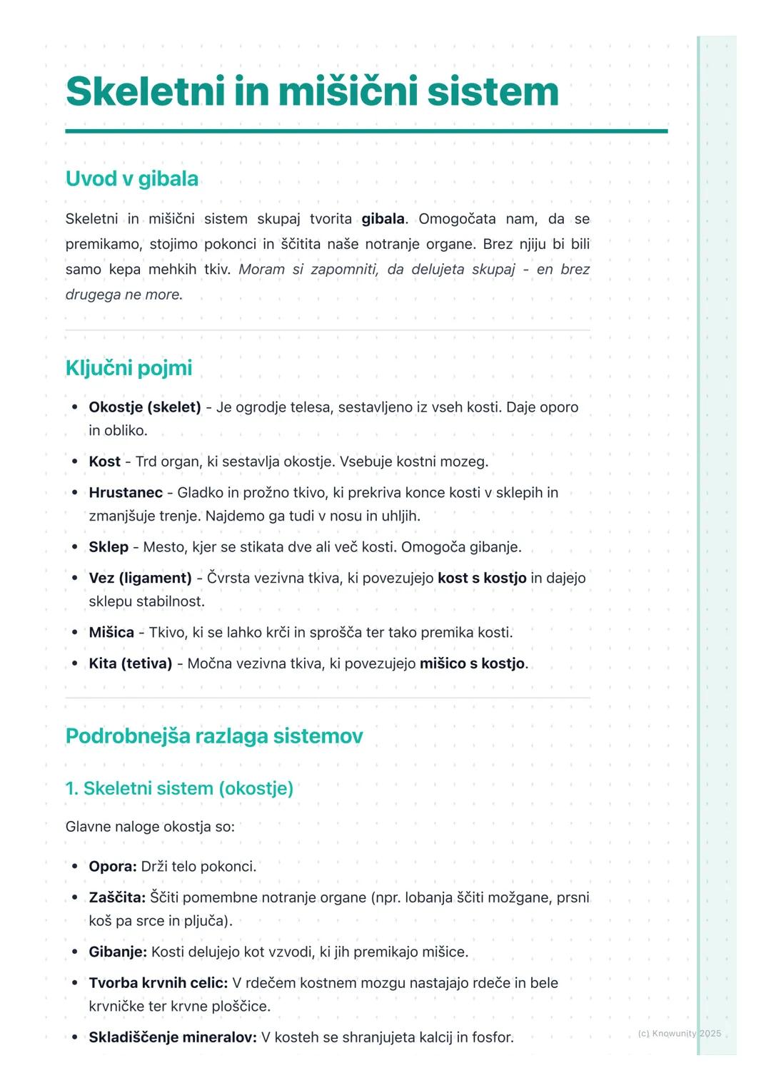 # Skeletni in mišični sistem
Uvod v gibala
Skeletni in mišični sistem skupaj tvorita gibala. Omogočata nam, da se
premikamo, stojimo pokon