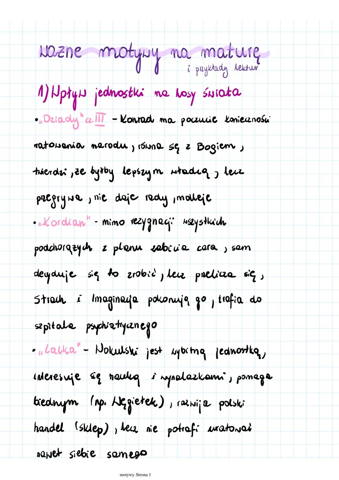 Ważne motywy literackie na maturę