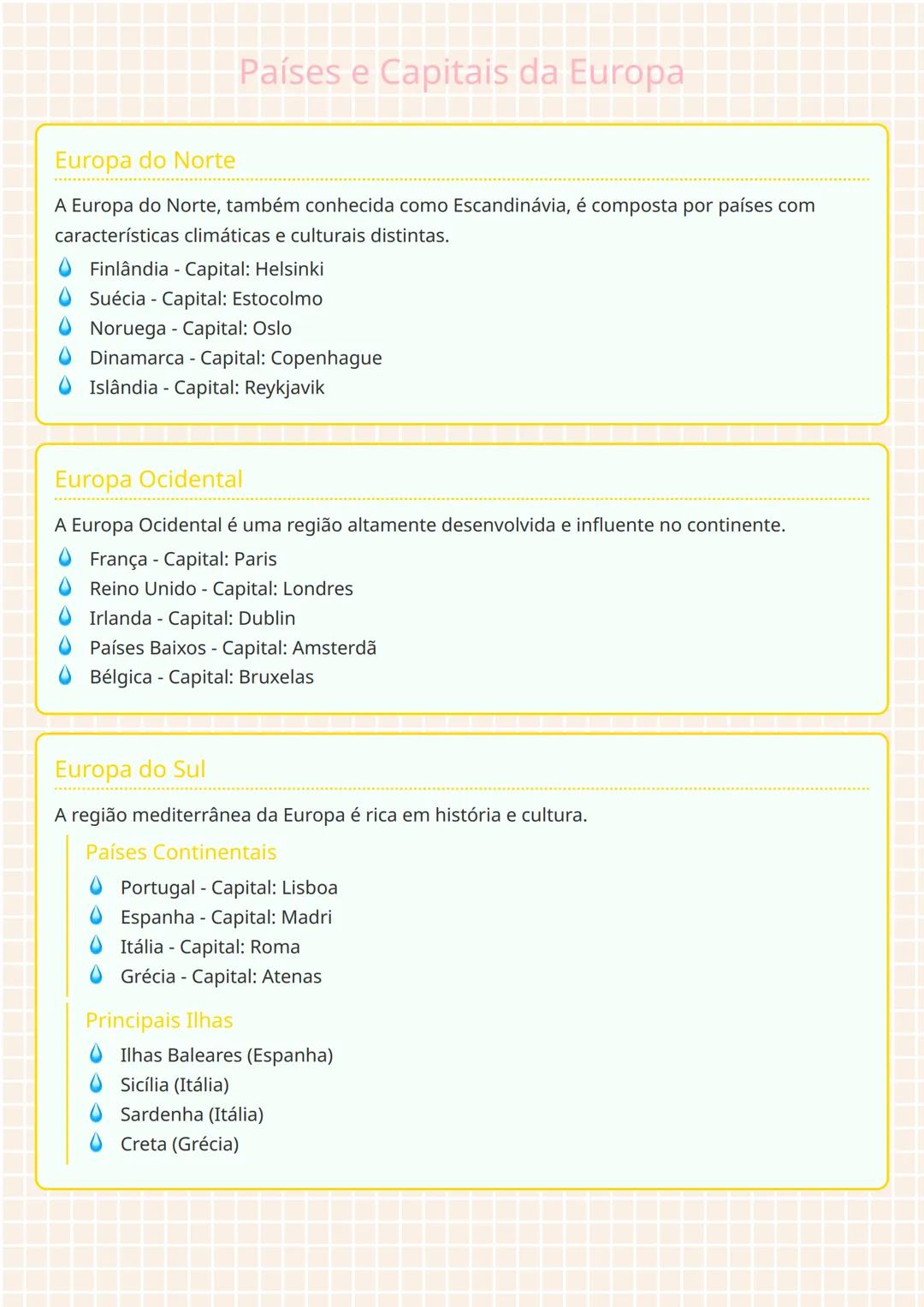 # Europa do Norte
Países e Capitais da Europa
A Europa do Norte, também conhecida como Escandinávia, é composta por países com
característi