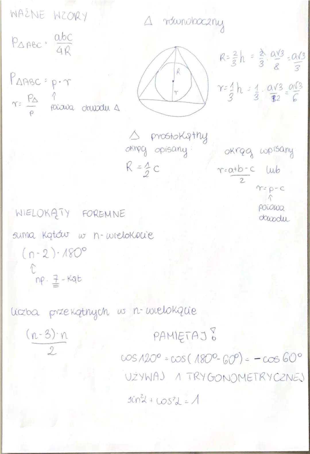 OKRĄG OPISANY NA TRÓJKĄCIE
MATEMATYKA
1
tylko w tym
OKRĄG HPISANY W TRÓJKĄT
A równoboczny r=
ars
• ½ h = 1 a√3 = a√3
A prostokątny r = a+b-c