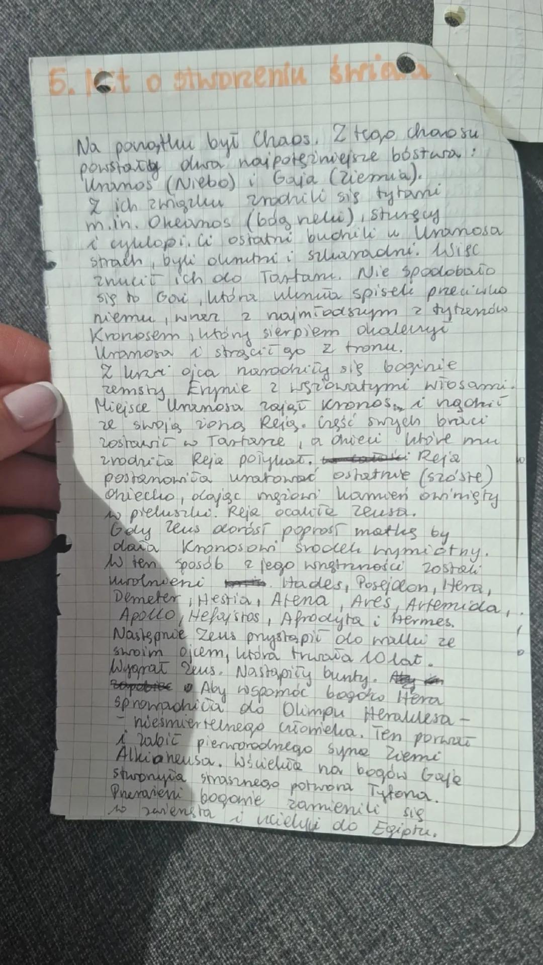 # Mitologia
1. Mity - to opowieści o bogach i bohaterach, z okresu starożytności
2. Podział mitów:
* **TEOGONICZNE** - mity o powstaniu i