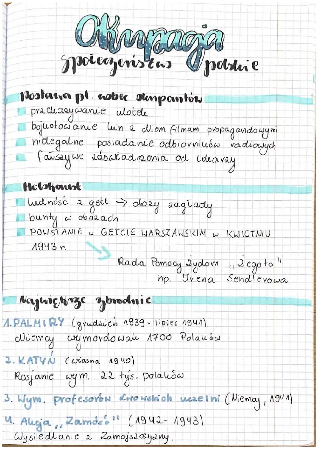 Społeczeństwo polskie okupacja - kl. 8