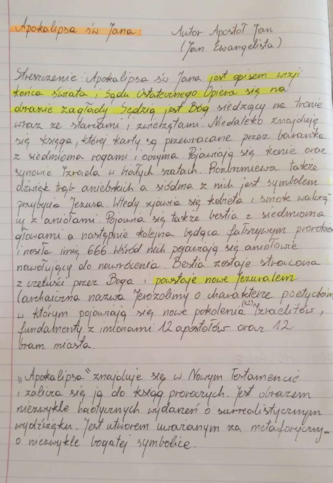Apokalipsa sis Jana
Autor: Apostot Tan
(Jan Ewangelista)
Streszczenie: Apokalipsa sw Jana jest opisem wizji
końca świata, Sadu Ostatecznego.