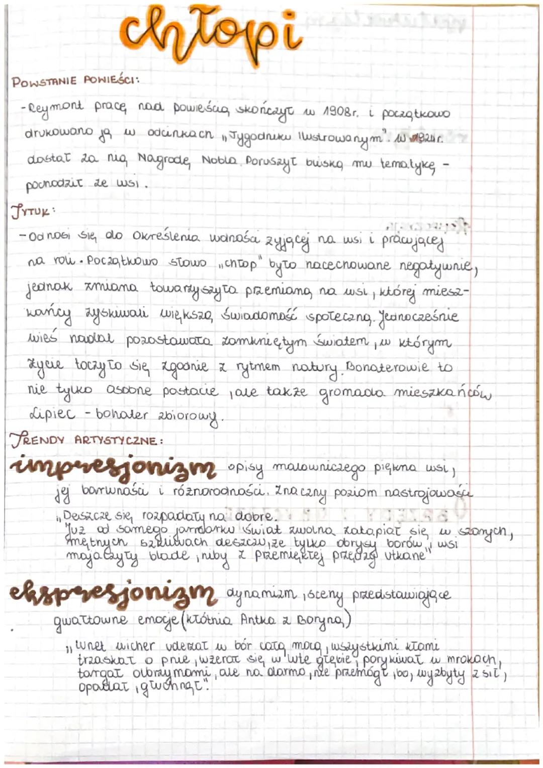 # chłopi
POWSTANIE POWIEŚCI:
-Reymont pracę nad powieścią skończył w 1908 r. i początkowo
drukowano ja w odcinkaen Tygodniku Ilustrowanym.