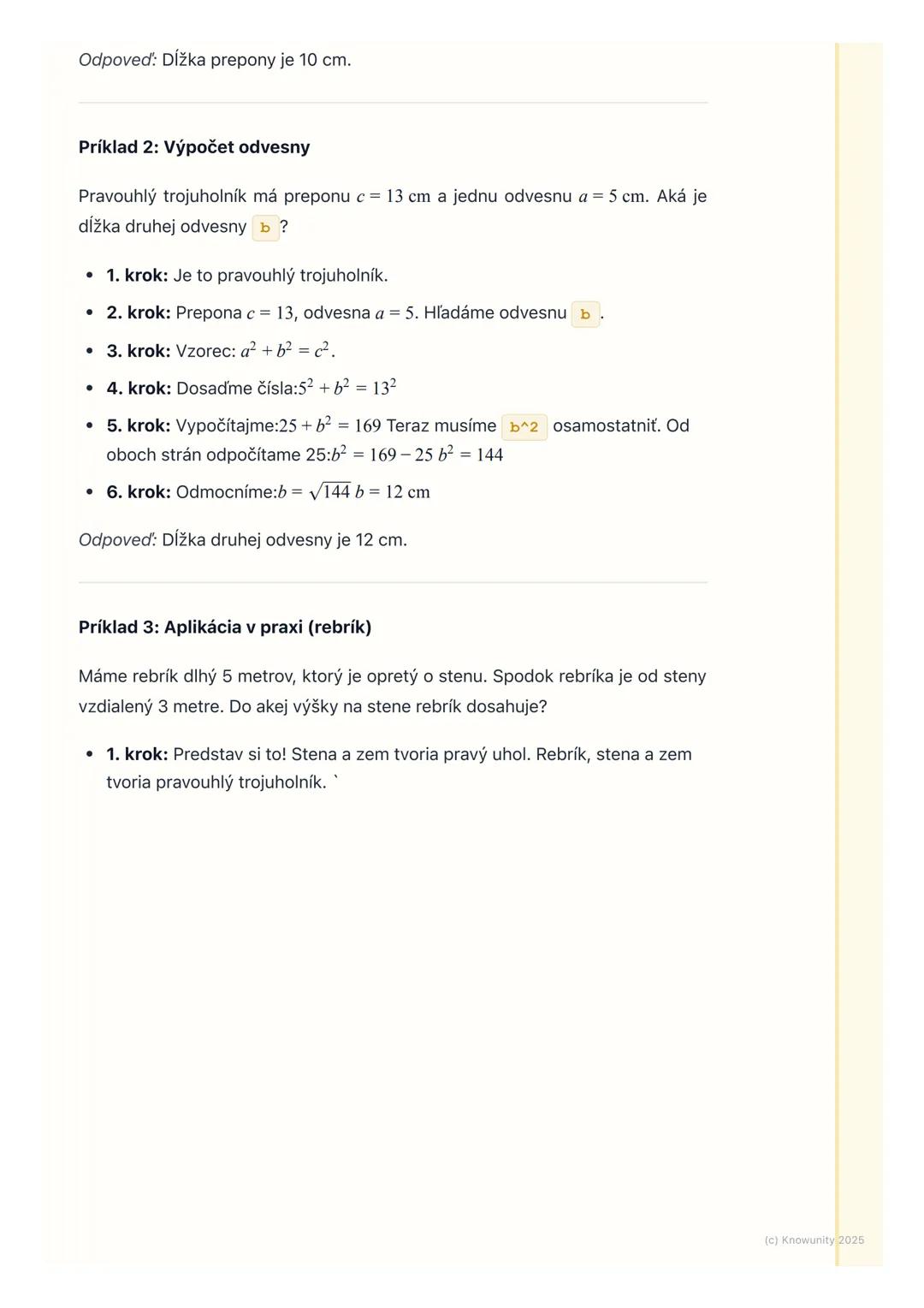 # Pytagorova veta
1. Prehľad a úvod
Pytagorova veta je super dôležitá vec v matematike, hlavne v geometrii.
Pomáha nám zistiť dĺžku strany