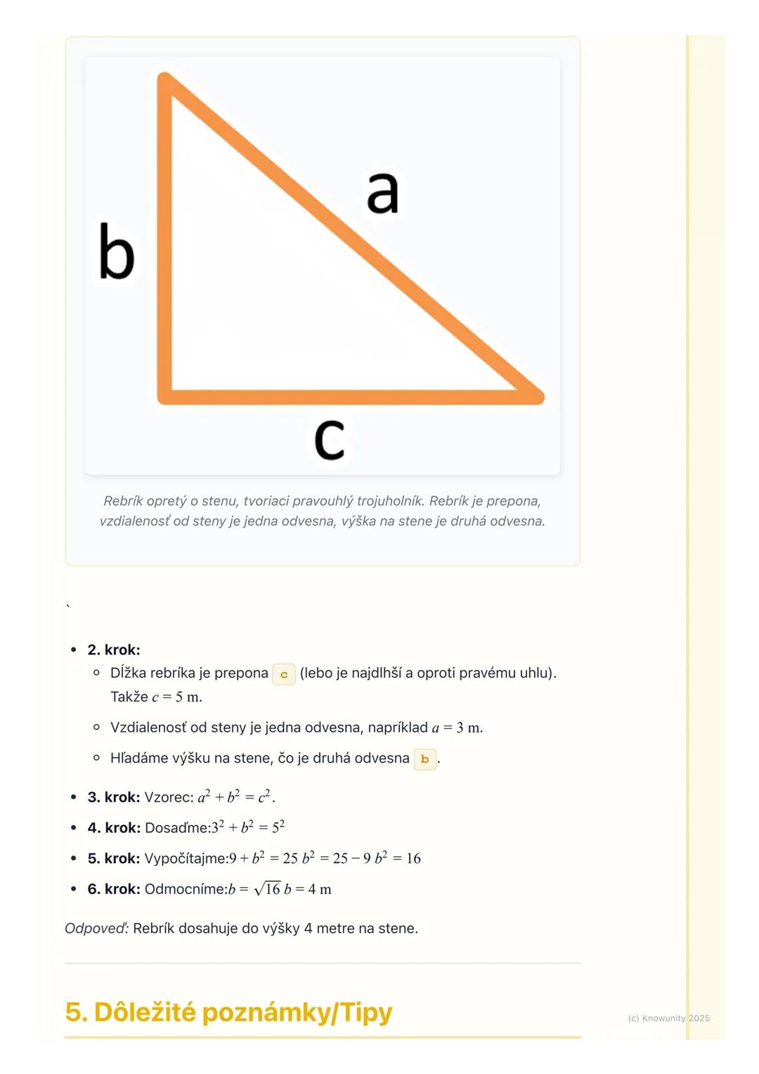 # Pytagorova veta
1. Prehľad a úvod
Pytagorova veta je super dôležitá vec v matematike, hlavne v geometrii.
Pomáha nám zistiť dĺžku strany