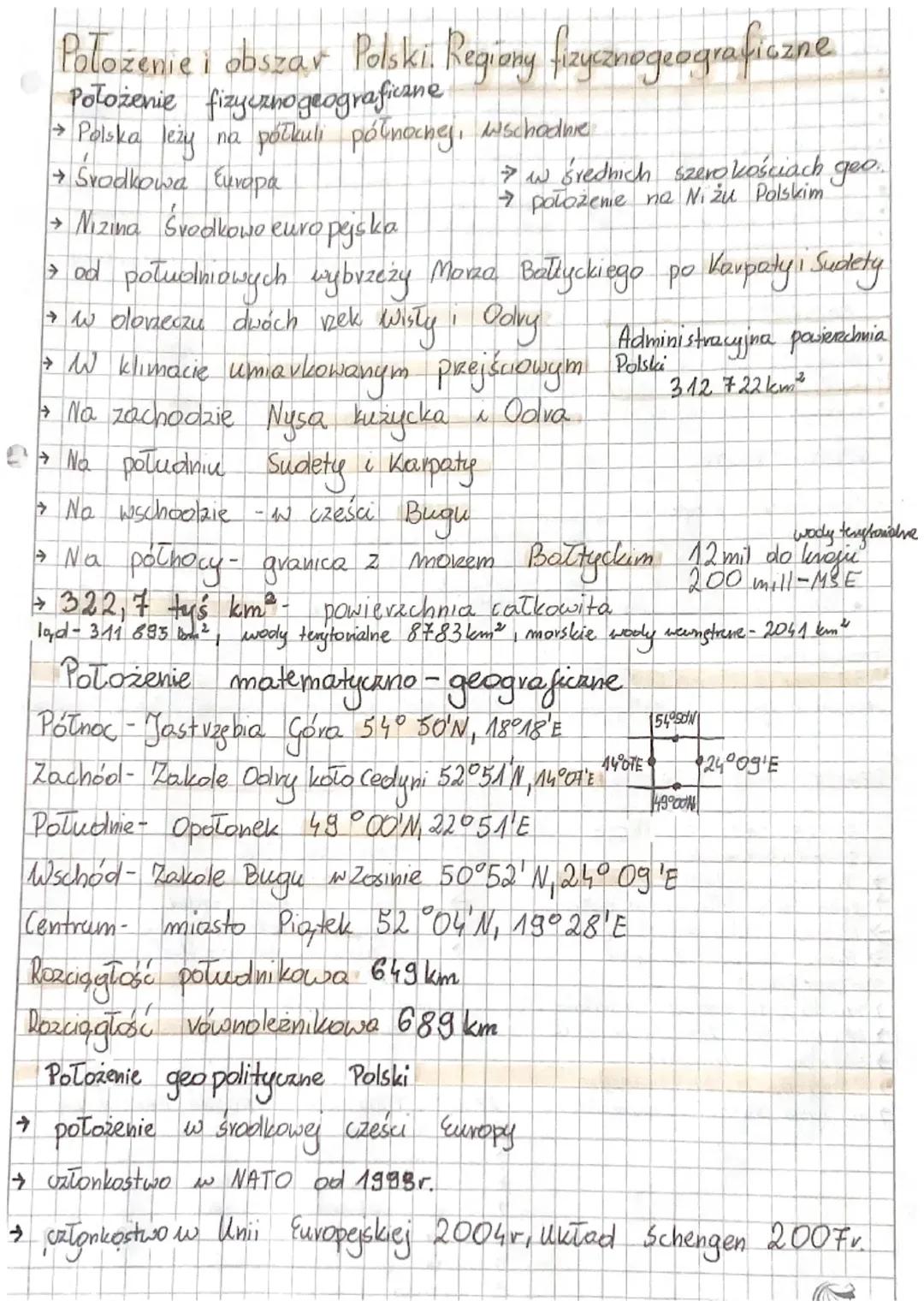 Położenie i obszar Polski. Regionu fizycznogeograficzne.