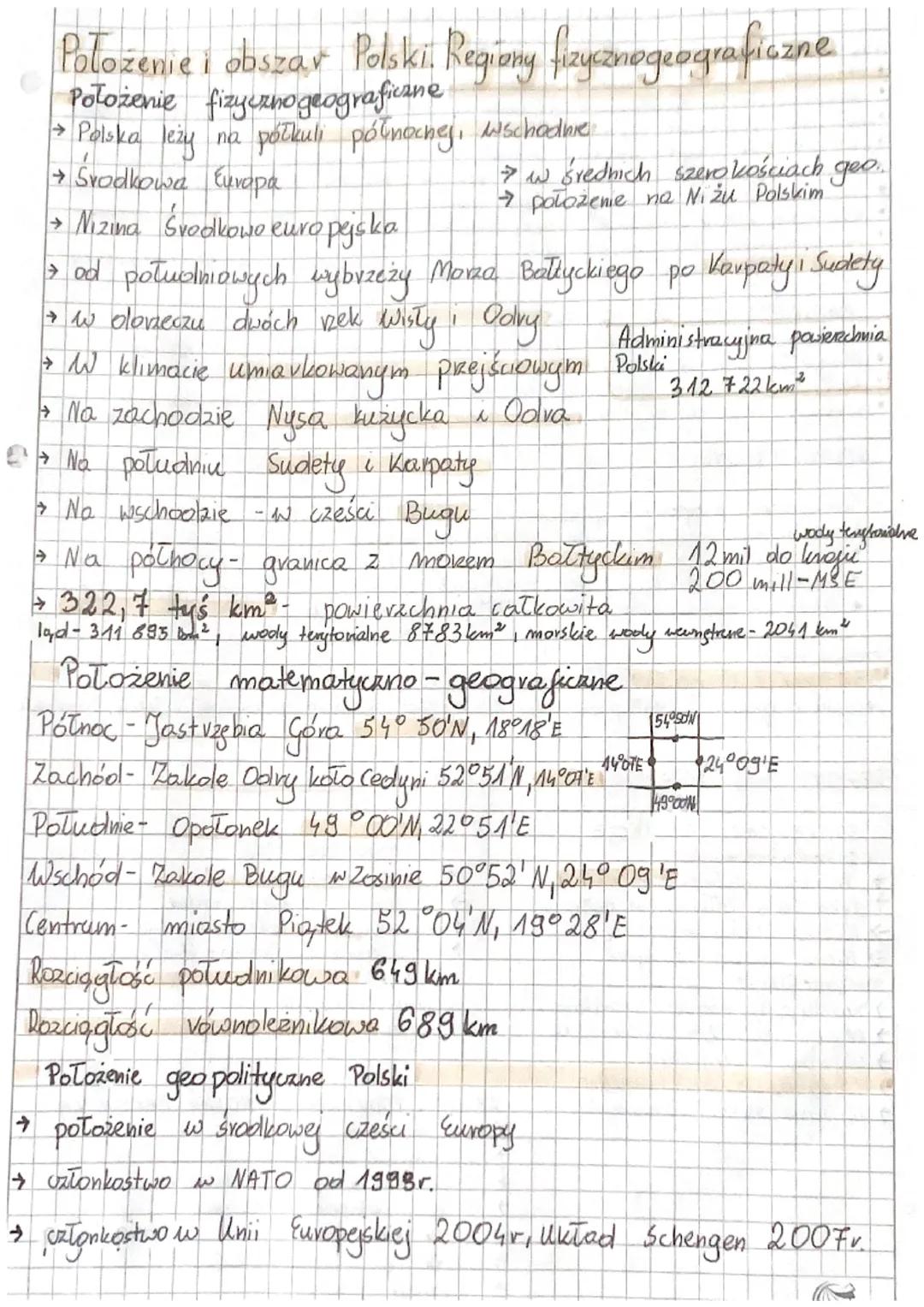 i obszar Polski Regiony fizycznogeograficzne
fizycznogeograficane
Położenie
Polożenie
→ Polska leży na półkuli północnej, wschoone.
→ Srodko