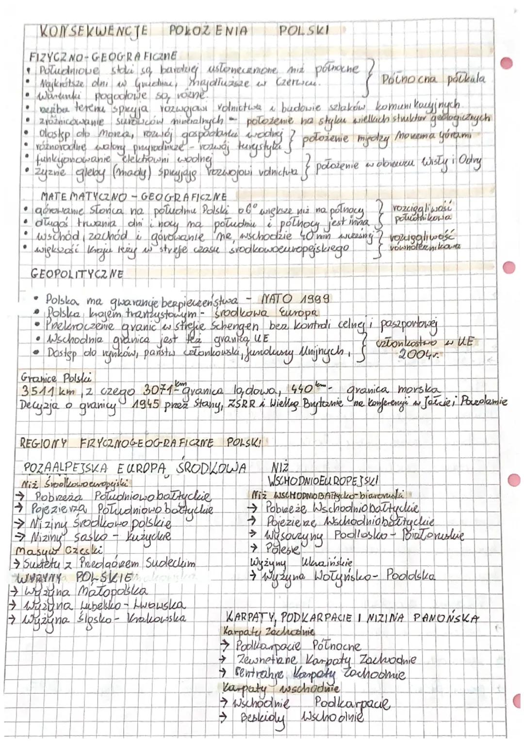 i obszar Polski Regiony fizycznogeograficzne
fizycznogeograficane
Położenie
Polożenie
→ Polska leży na półkuli północnej, wschoone.
→ Srodko