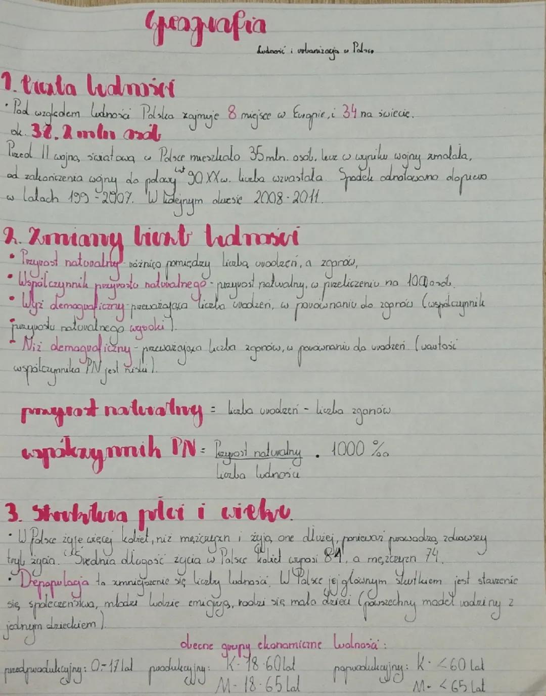 # Geografia
Ludność i urbanizacja w Polsce
1. tuata ludnoś
• Pod względem ludności Polska zajmuje 8 miejsce w Europie, i 34 na świecie.
ok