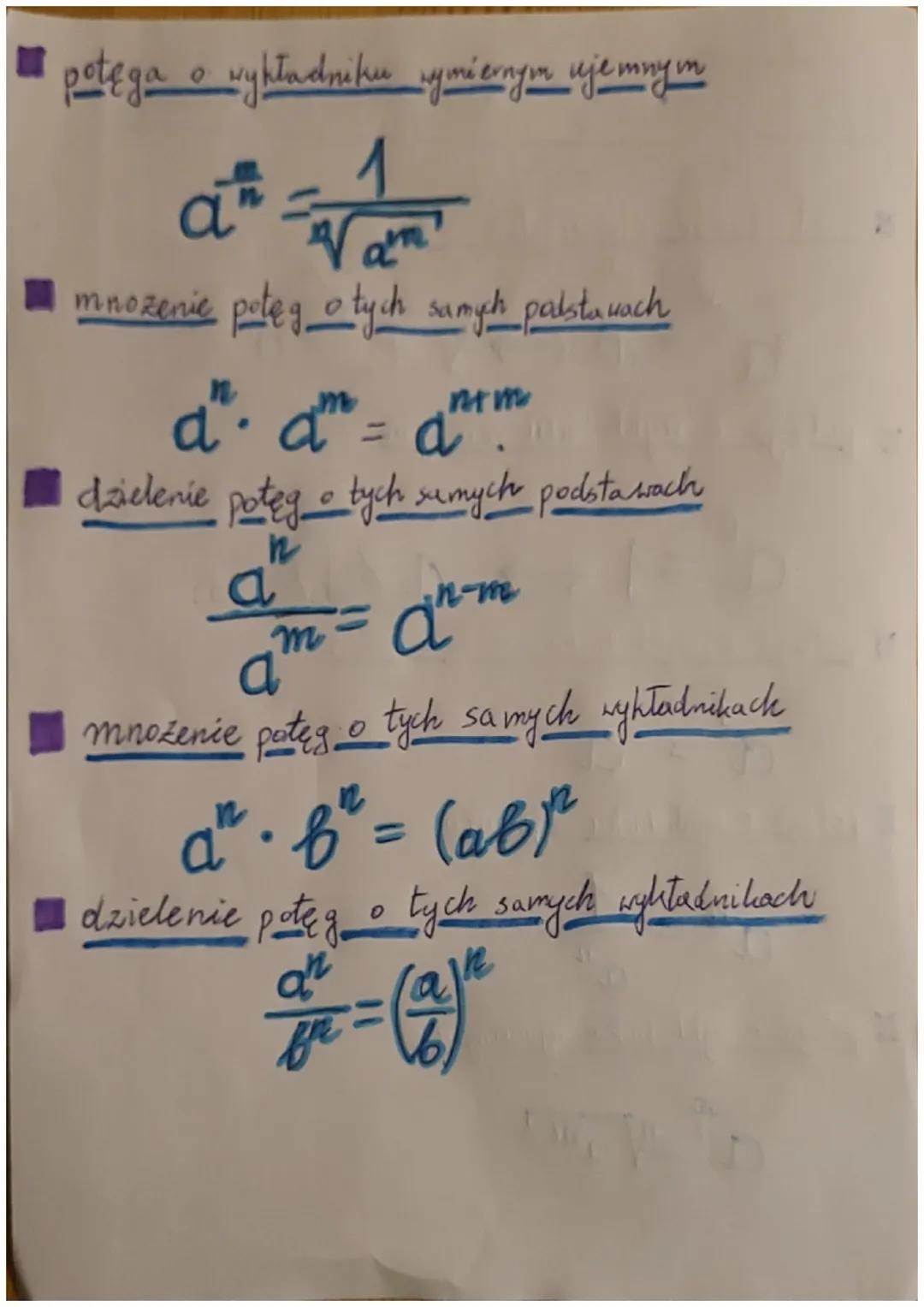 potęgi i pierwiastki
■zależność pierwiastek - potęga
wykładnik potęgi stopień piernas the
podstawa potęgi
c
symbol pievastha
a² = b + √b² =