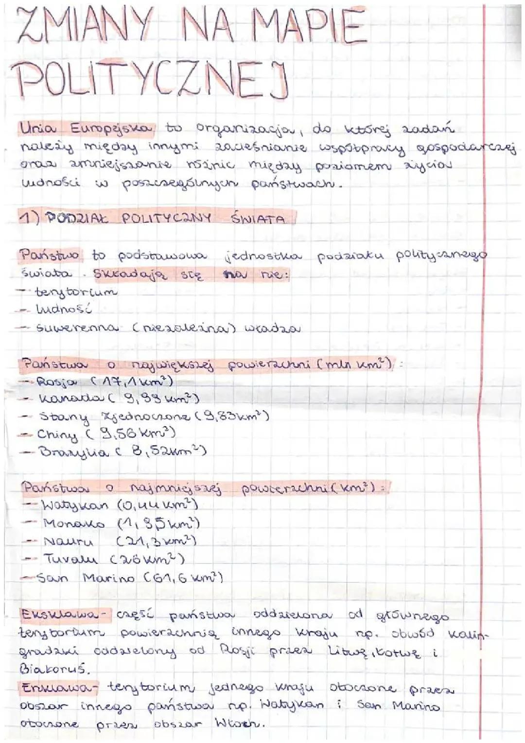 ZMIANY NA MAPIE POLITYCZNEJ->tematy 1-5