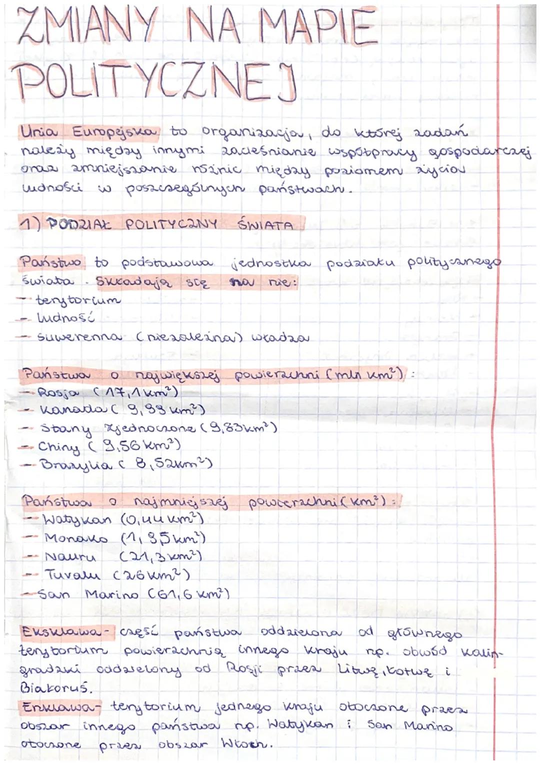 ZMIANY NA MAPIE
POLITYCZNEJ
Unia Europejska to organizacjou, do której zadań
należy między innymi zacieśnianie wspútpracy gospodarczej
oraz