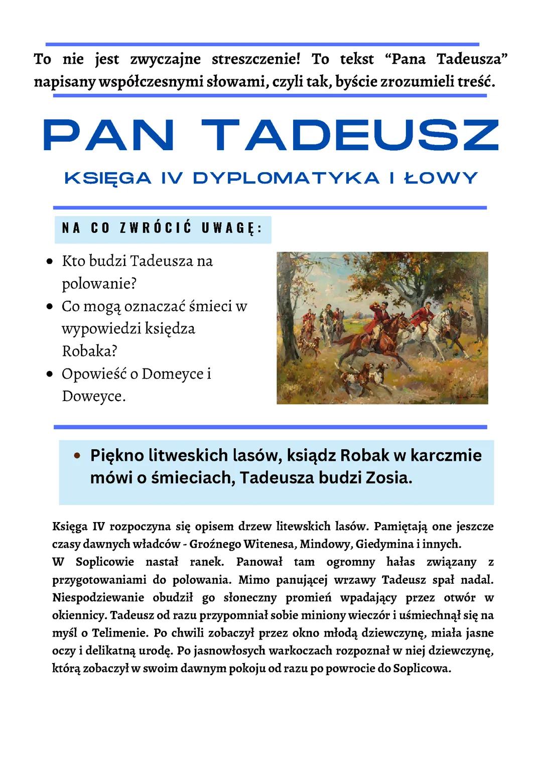 "Pan Tadeusz" - Księga IV