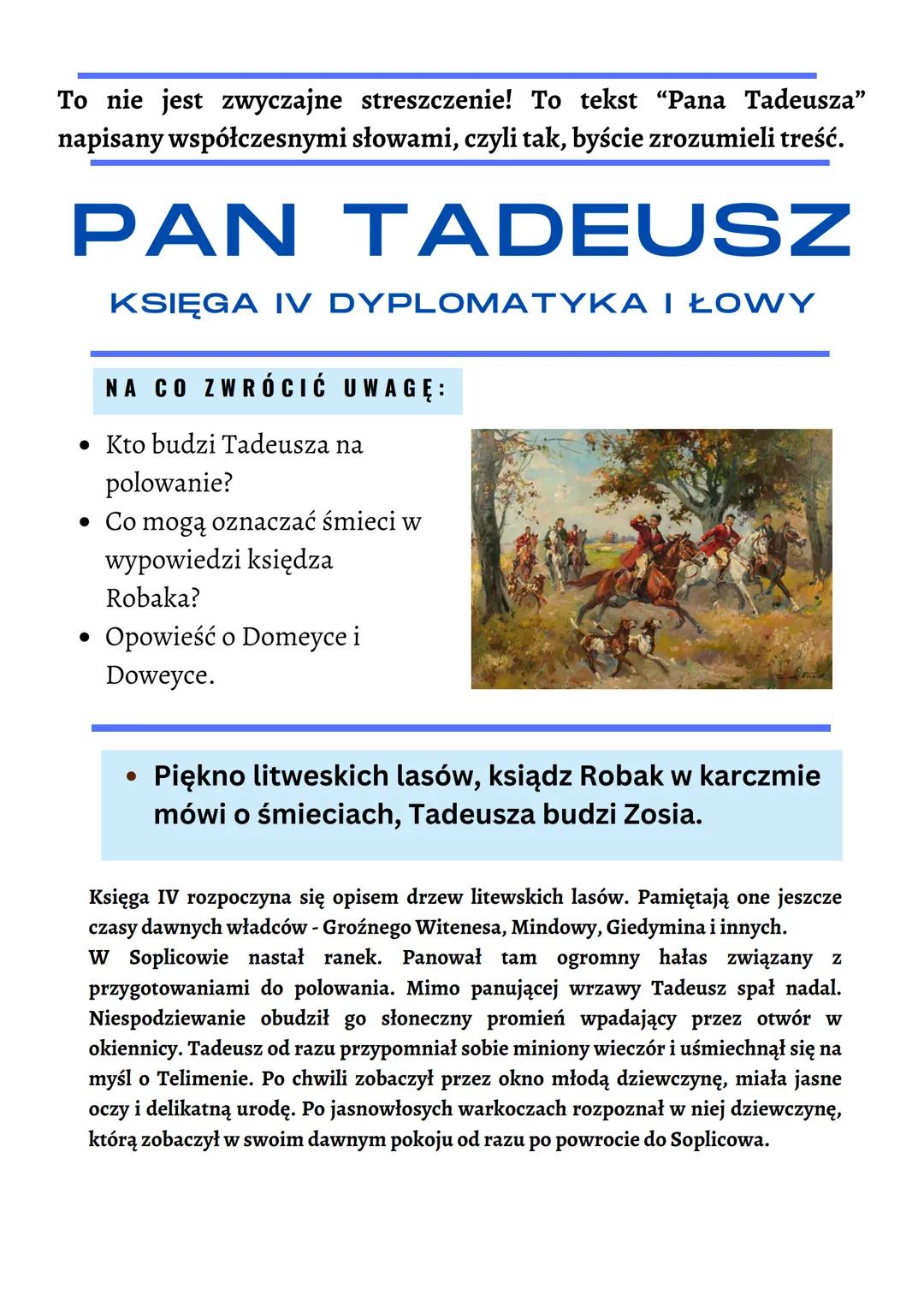 --- OCR Start ---
To nie jest zwyczajne streszczenie! To tekst "Pana Tadeusza"
napisany współczesnymi słowami, czyli tak, byście zrozumieli