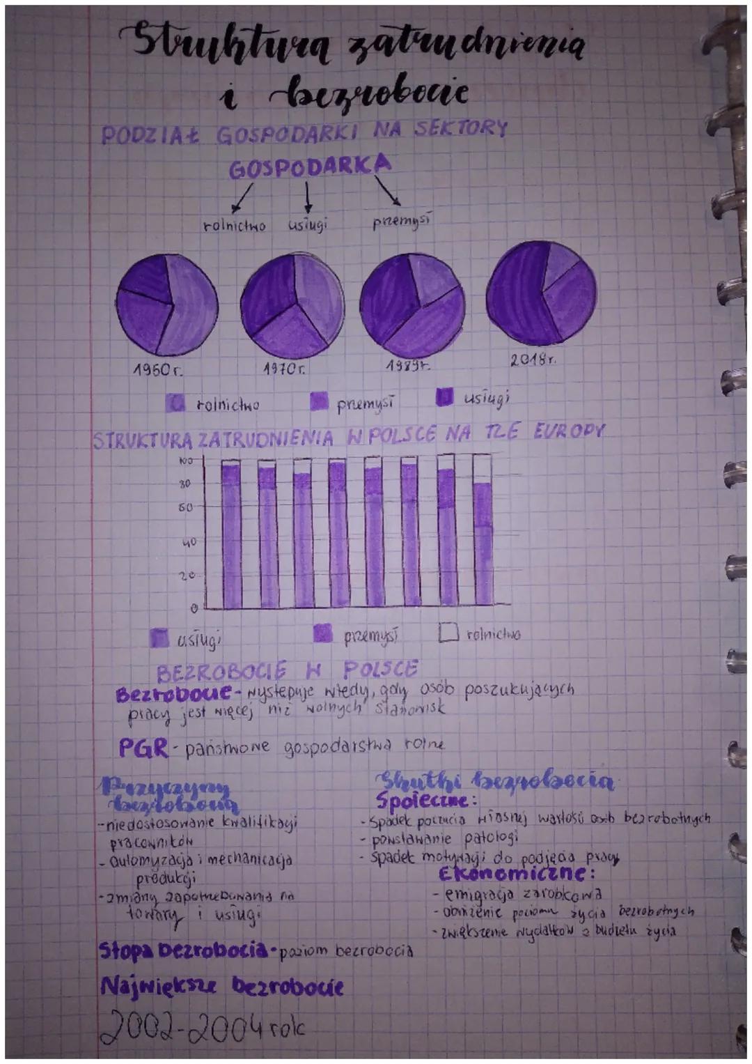 # Struktura zatrudnienia
i bezrobocic
PODZIAŁ GOSPODARKI NA SEKTORY
GOSPODARKA
rolnictwo usługi
premys
1960 г.
1970 г.
49895
2018.
roln