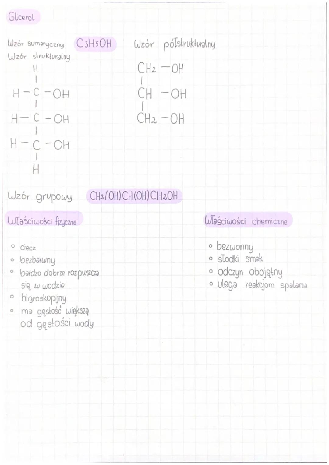 # Alkohole
Metanol
Wzór sumaryczny
CH3OH
Wzór półstrukturalny
Wzór strukturalny
CH3-OH
H
H-C-OH
H
Wzór grupowy
CH3OH
Właściwości