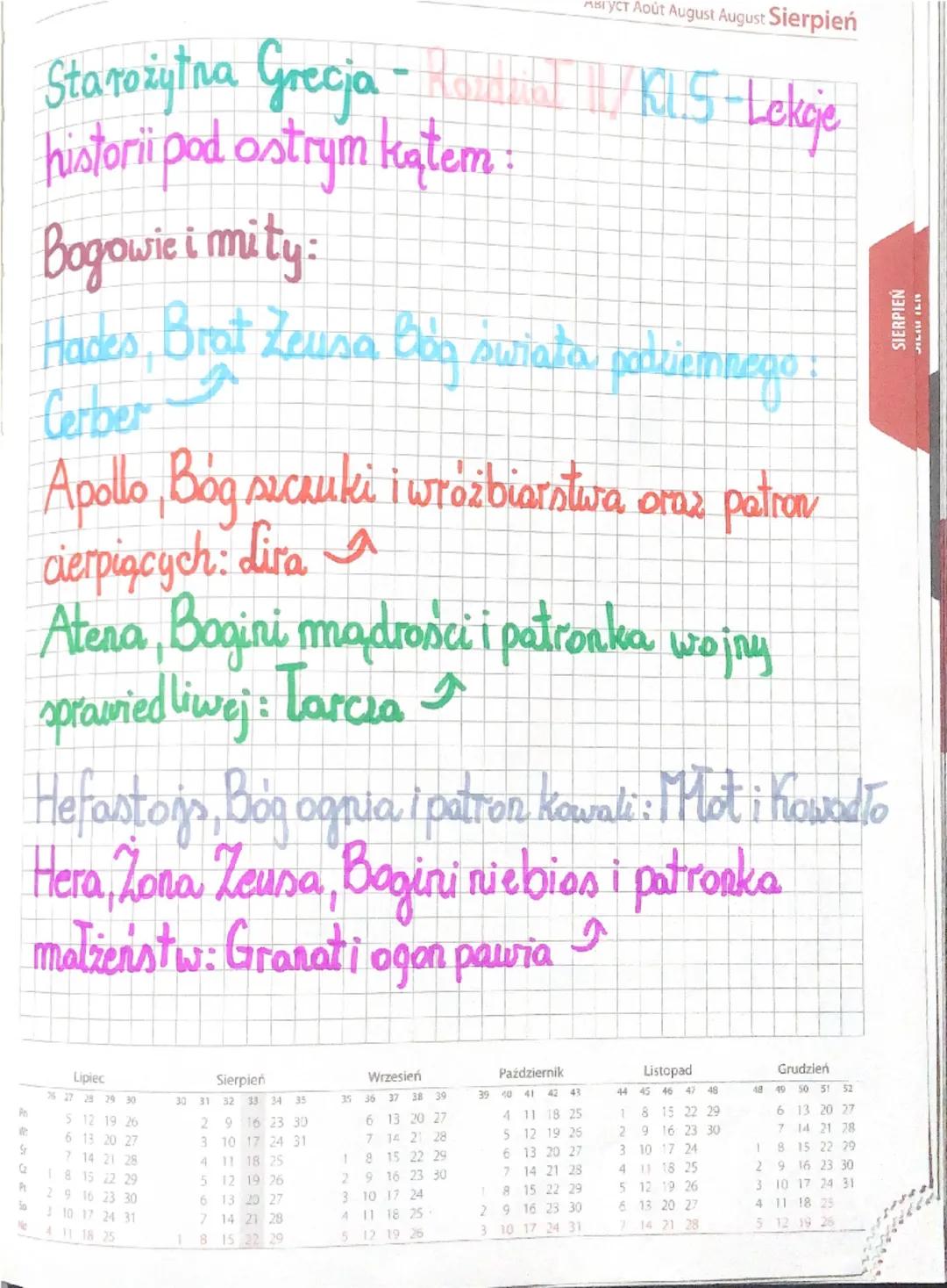 ABIYCT Août August August Sierpień
Starożytna Grecja - R/KI.S-Lekgje
historii pod ostrym kątem
Bogowie i mity:
Hades, Brat Zeusa bog swiała