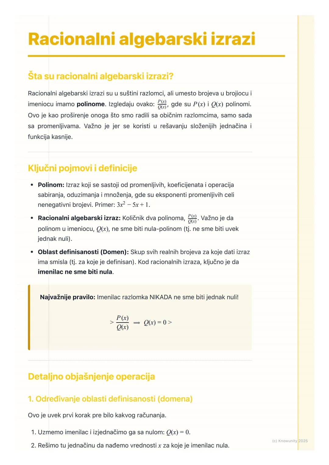 # Racionalni algebarski izrazi
Šta su racionalni algebarski izrazi?
Racionalni algebarski izrazi su u suštini razlomci, ali umesto brojeva