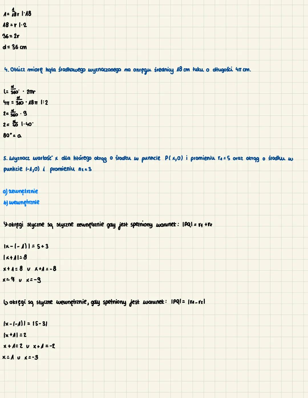# okrąg
Długosť okręgu o promieniu wyraża się wzorem 1= 2π
Długość łuku okręgu o promieniu a wyznaczonego przez kął środkowy o mierze a wyr