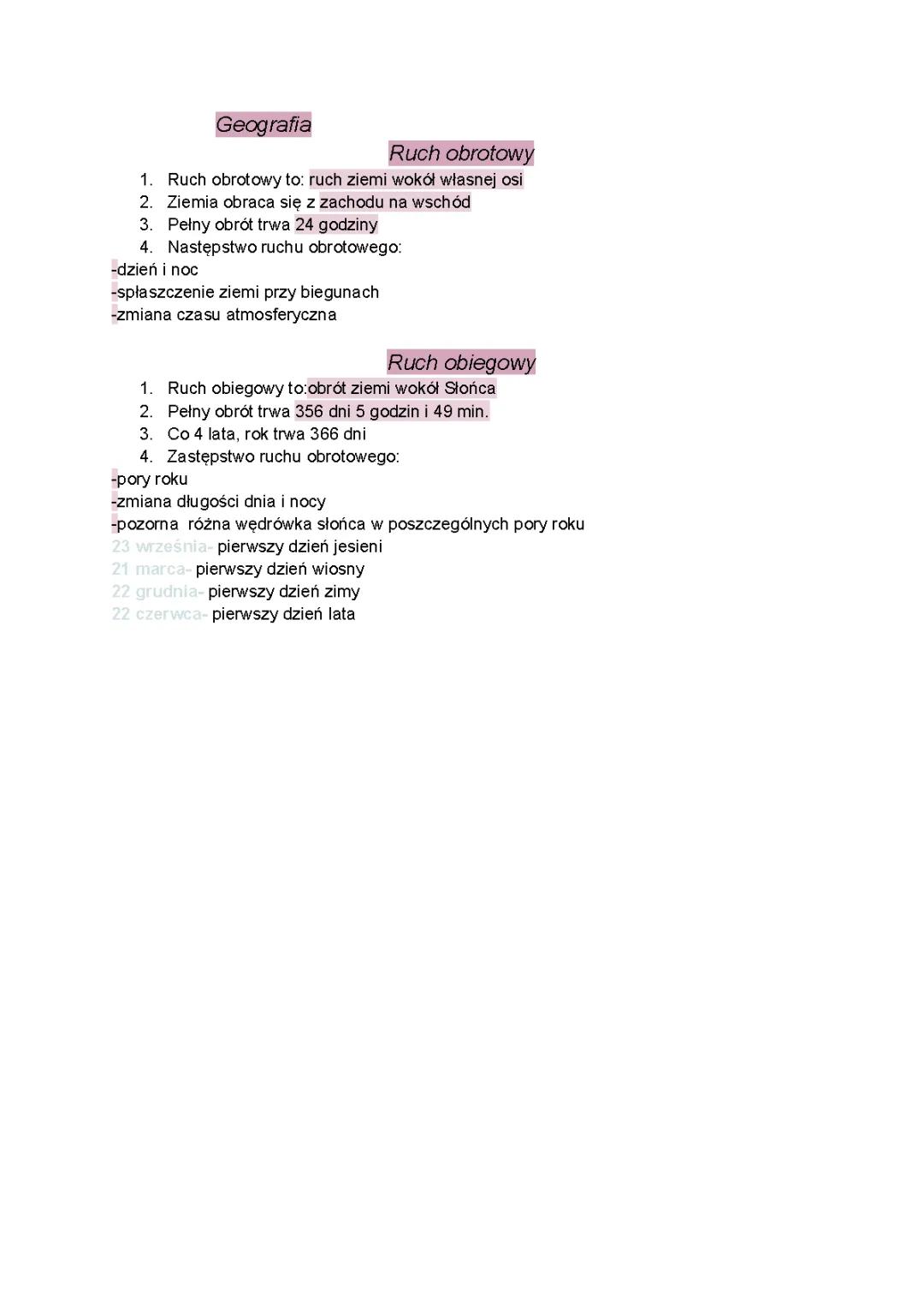 Ruch obrotowy i obiegowy ziemi